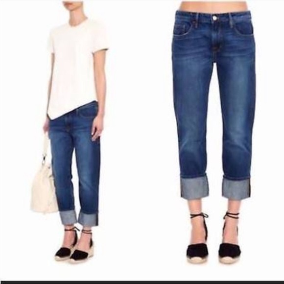 Frame Le Grand Garçon Cuffed Hem Cropped Boyfriend Jean - Picture 1 of 11